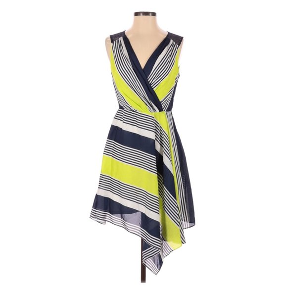 Max & Cleo Dresses & Skirts - Max & Cleo Dress Asymmetrical Hem Neon Stripe 4